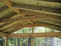 <b>For another casual or rustic look, leave the rafters revealed, and finish in pine.</b>
